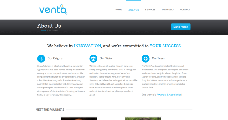 About page of #3 Top Website Design Firm: Vento Solutions