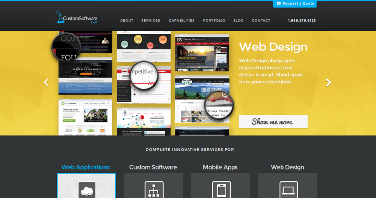 Home page of #19 Leading Website Design Firm: Custom Software Lab