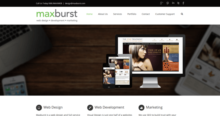 Home page of #3 Best Web Design Agency: Maxburst