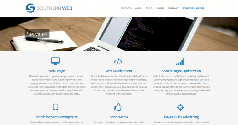 Service page of #12 Leading Website Development Firm: Southern Web Group