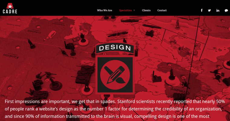 Design page of #10 Leading Website Design Business: Cadre