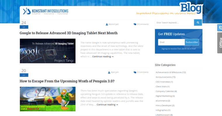 Blog page of #20 Leading Web Design Company: Konstant Infosolutions