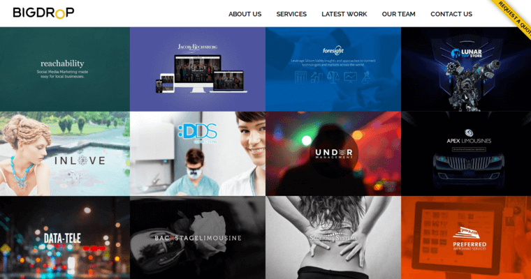 Latest Work page of #1 Best Website Design Agency: Big Drop Inc