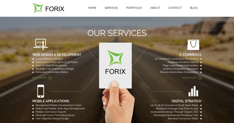 Service page of #4 Leading Android App Company: Forix Web Design