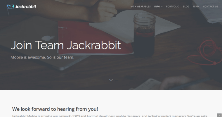 Jobs page of #3 Leading iOS App Development Firm: Jack Rabbit Mobile