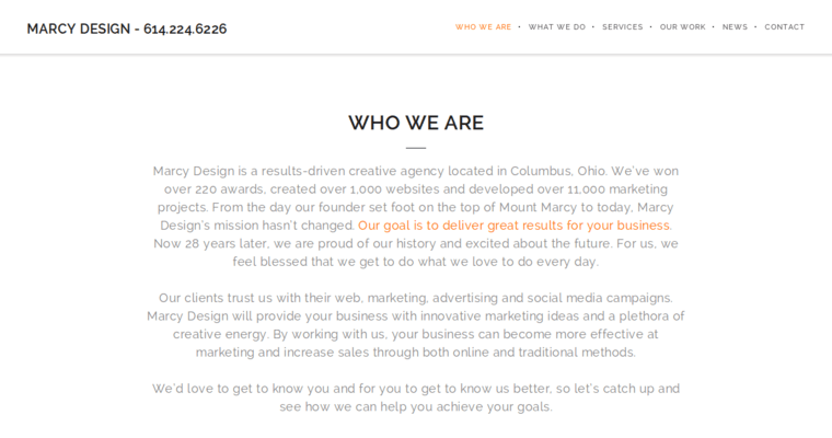 Who page of #1 Best Columbus Web Design Agency: Marcy Design Group Inc
