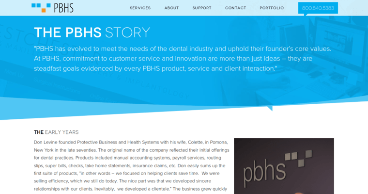 About page of #3 Best Dental Web Design Firm: PBHS