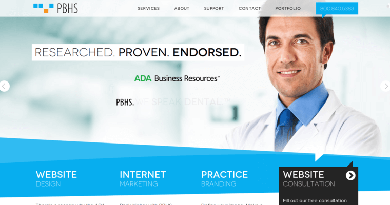 Home page of #3 Best Dental Web Design Business: PBHS