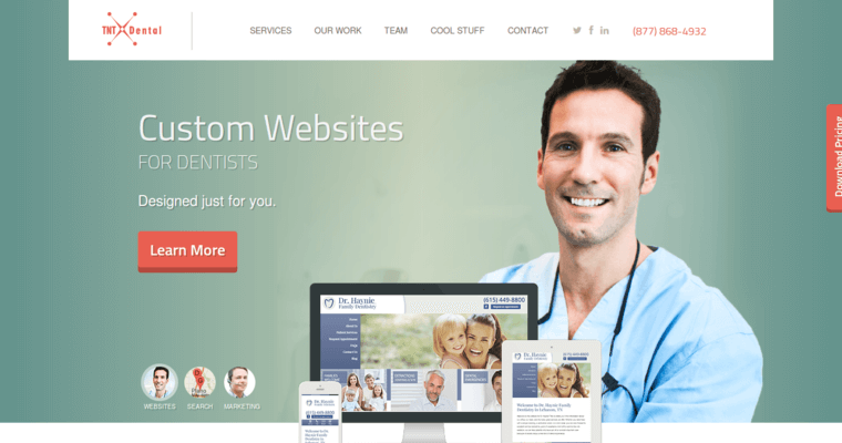 Home page of #2 Top Dental Web Design Agency: TNT Dental