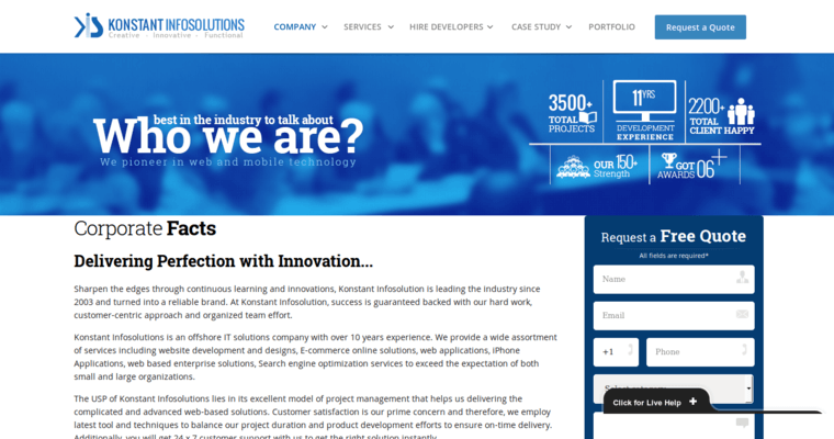 About page of #9 Top Drupal Website Development Company: Konstant Infosolutions
