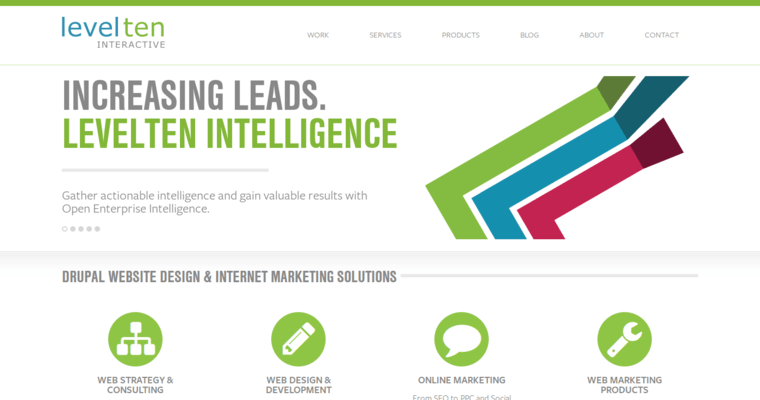 Home page of #10 Best Drupal Web Design Agency: Level Ten Interactive