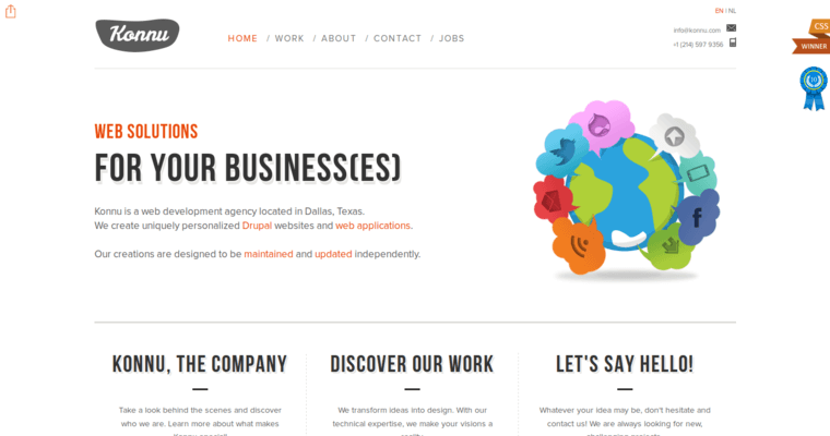 Home page of #10 Leading Drupal Website Design Firm: Konnu