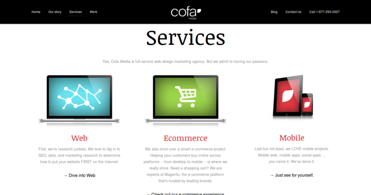 Service page of #7 Best eCommerce Website Design Business: Cofa Media