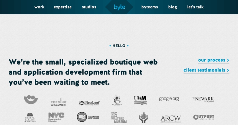 Home page of #6 Best Milwaukee Web Development Firm: Byte Studios
