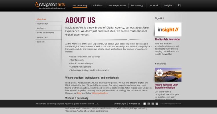 About page of #8 Best New web design Agency: Navigation Arts