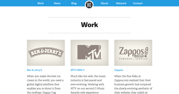 Work page of #7 Leading New web design Business: Happy Cog