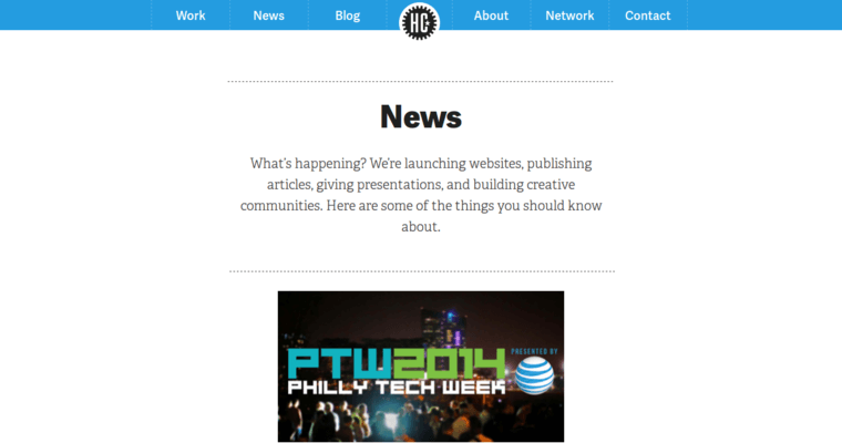 News page of #1 Best Philadelphia Web Design Business: Happy Cog