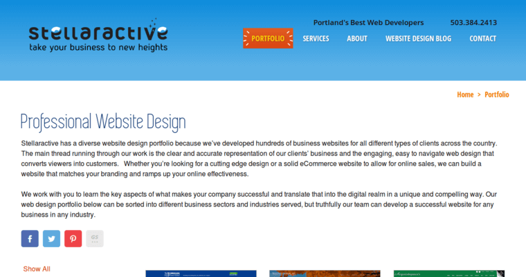 Folio page of #6 Best Portland Web Design Company: Stellaractive