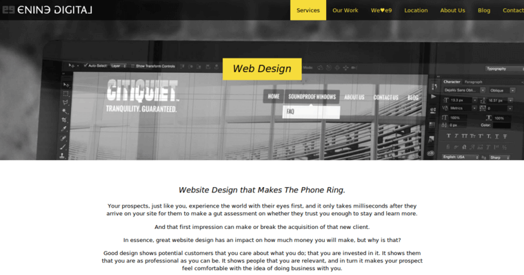 Service page of #19 Best Website Design Agency: E9 Digital