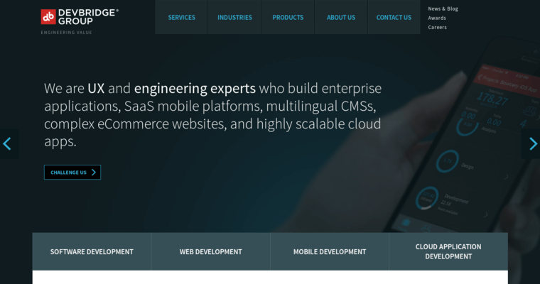 Home page of #1 Leading Responsive Website Development Firm: Devbridge Group