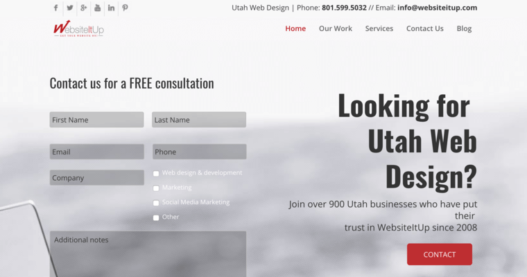 Home page of #10 Best Salt Lake Web Design Business: WebsiteItUp