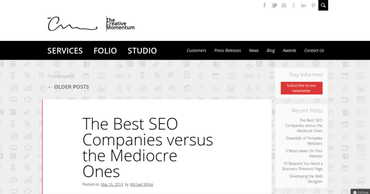 Blog page of #7 Best SEO Website Development Firm: The Creative Momentum