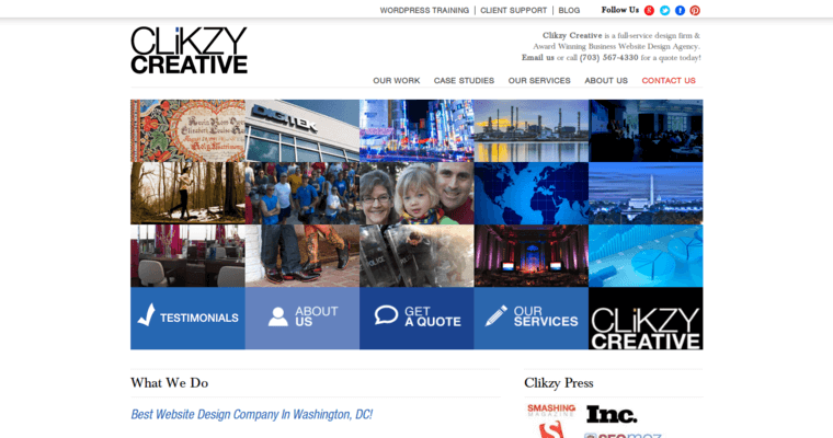 Home page of #1 Top Washington Web Development Agency: CLiKZY Creative
