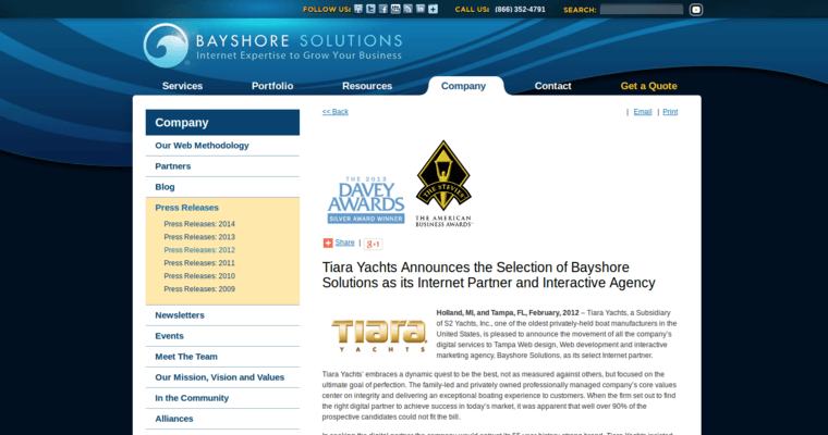 About Page of Top Web Design Firms in Florida: Bayshore Solutions