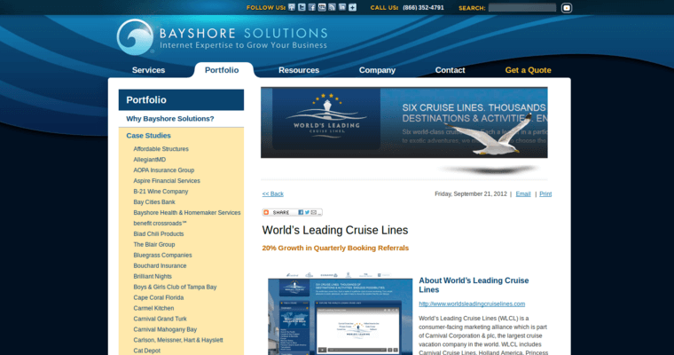 Folio Page of Top Web Design Firms in Florida: Bayshore Solutions