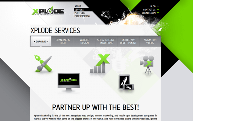 Service Page of Top Web Design Firms in Florida: Xplode Marketing