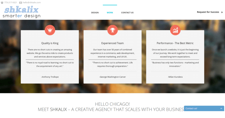 Work Page of Top Web Design Firms in Illinois: Shkalix Smarter Design