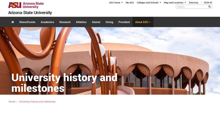 Story page of #10 Top Web Development School: Arizona State University