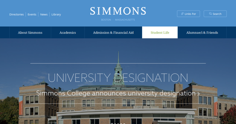 Home page of #2 Top Web Design Program: Simmons College