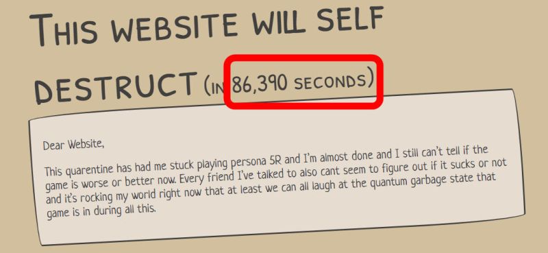 Website Self-Destructs After 24 Hours If Nobody Leaves A Message