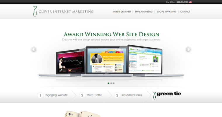 Home page of #7 Top Website Design Business: Green Tie Marketing