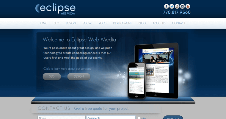 Home page of #20 Top Website Development Business: Eclipse Web Media