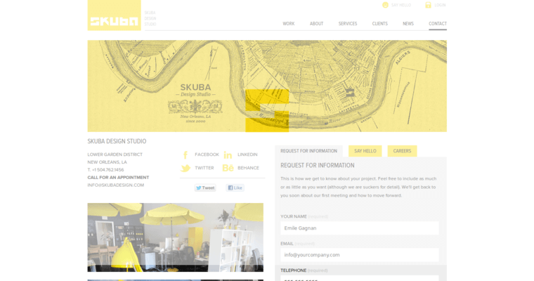 Contact page of #4 Best Website Design Business: Skuba Design