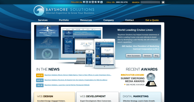 Home page of #9 Leading Website Design Company: Bayshore Solutions