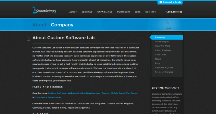 About page of #19 Leading Web Design Firm: Custom Software Lab