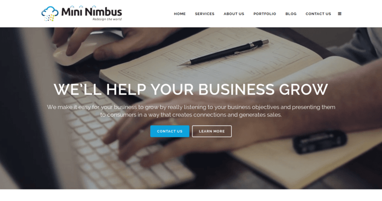 Home page of #15 Best Web Design Company: Mini Nimbus