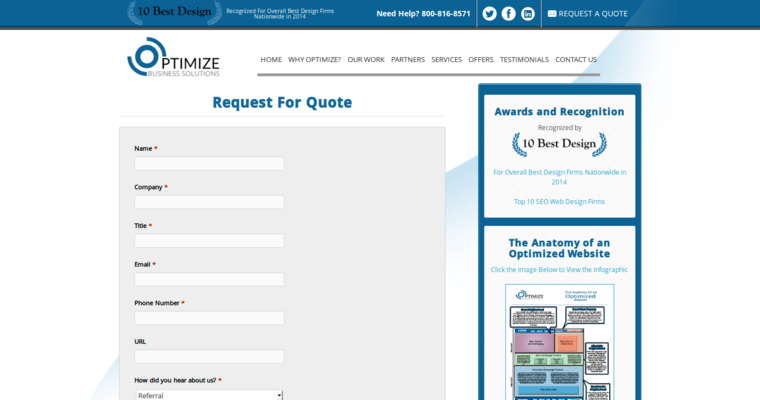 Quote page of #14 Best Website Development Agency: Optimize
