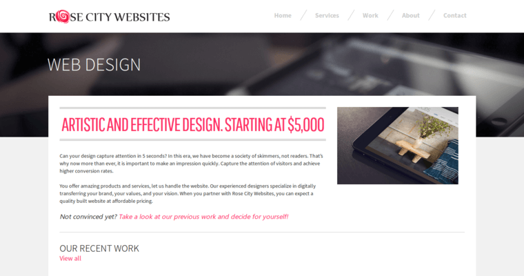 Service page of #17 Best Website Design Business: Rose City Websites