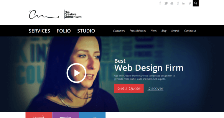 Home page of #8 Best Web Design Business: The Creative Momentum