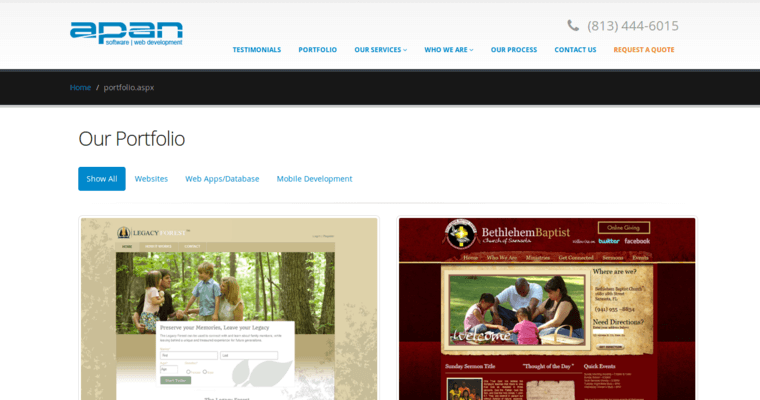 Folio page of #20 Top Website Development Firm: Apan Software