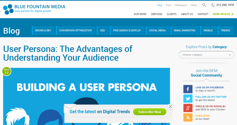 Blog page of #2 Best Web Design Business: Blue Fountain Media