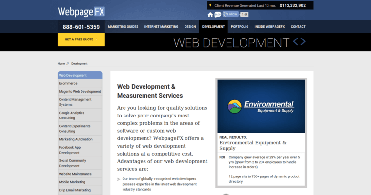Development page of #4 Best Web Design Business: WebpageFX
