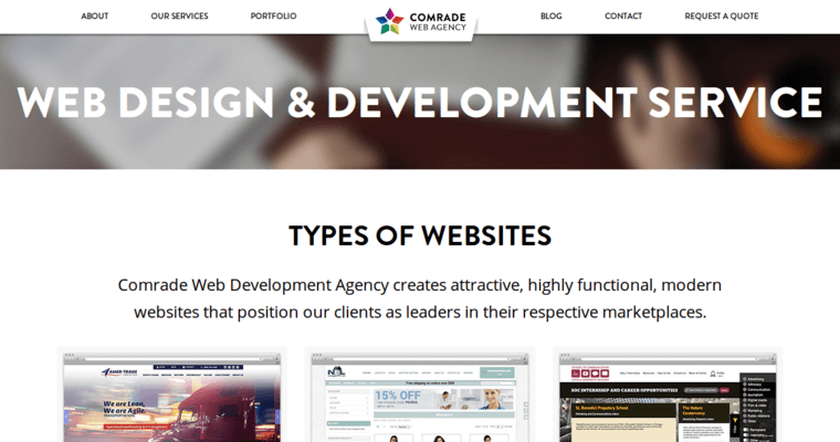 Service page of #17 Top Web Design Company: Comrade