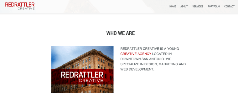 About page of #25 Best Web Development Business: Red Rattler Creative