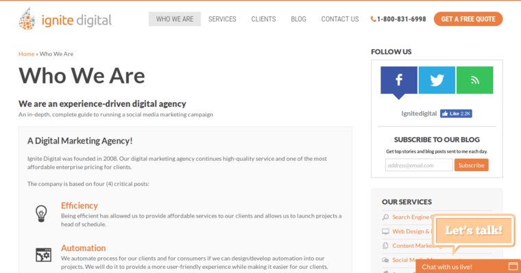 Who page of #21 Top Web Development Company: Ignite Digital