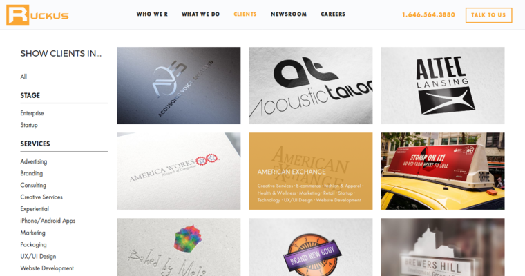 Folio page of #3 Best Website Design Business: Ruckus Marketing